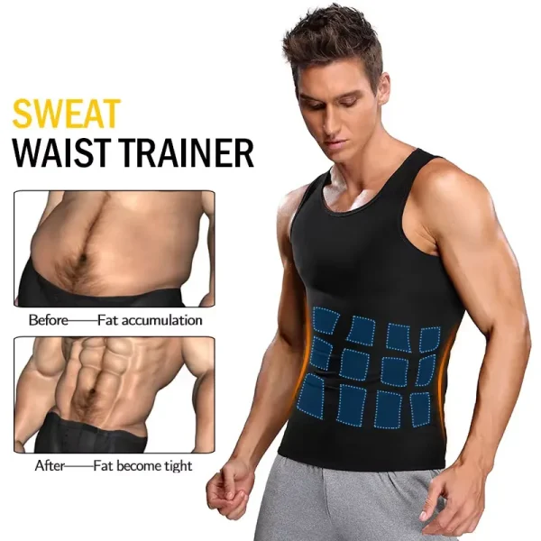Men Body Shaper Waist Trainer Sweat Vest Compression Shirt